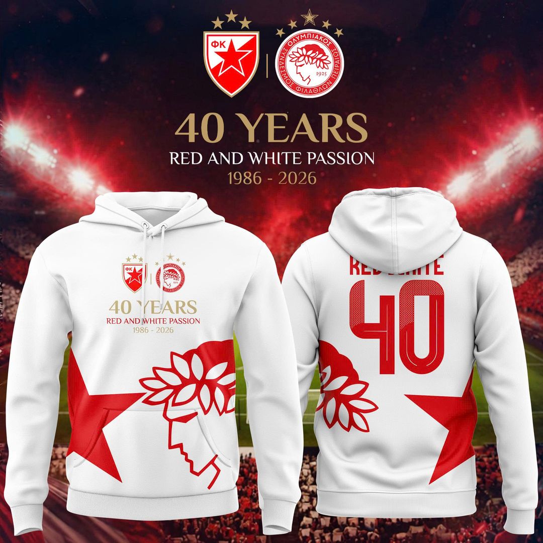 Olympiacos FC 40 Years of Red & White Passion Anniversary Hoodie