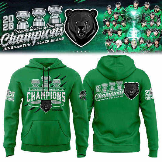 Binghamton Black Bears 2026 Commissioner’s Cup Champions Green Hoodie
