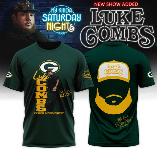 Special Edition My Kinda Saturday Night Tour - Luke Combs x Green Bay Packers T-Shirt