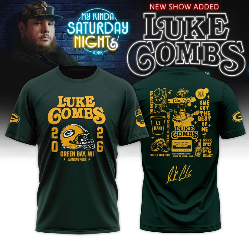 Limited Edition Luke Combs x Green Bay Packers - My Kinda Saturday Night Tour Country Music 2026 T-Shirt