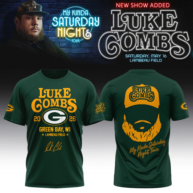 Special Edition My Kinda Saturday Night Tour - Luke Combs x Green Bay Packers T-Shirt