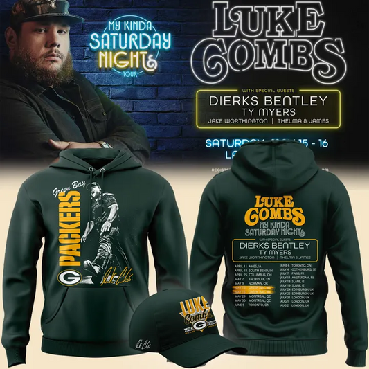 Green Bay Packers x Luke Combs - My Kinda Saturday Night Tour Country Music 2026 Hoodie