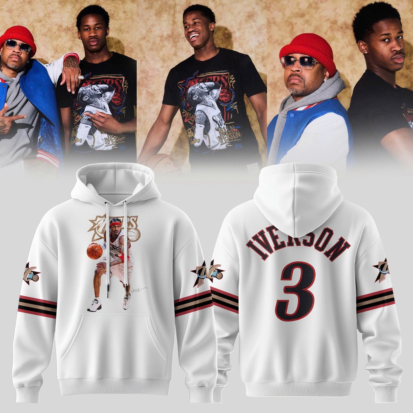 Allen Iverson Philadelphia 76ers Black Chalked Up Hoodie