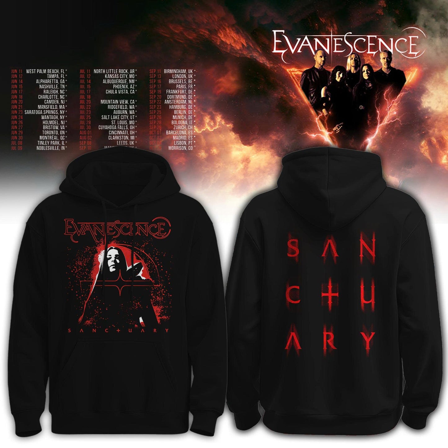 EVANESCENCE " Sanctuary 2026 World Tour " Limited Edition Hoodie